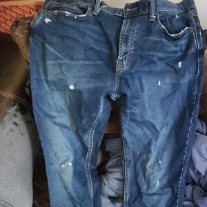 Old Navy Men's Dark Blue Distressed Relaxed Jeans